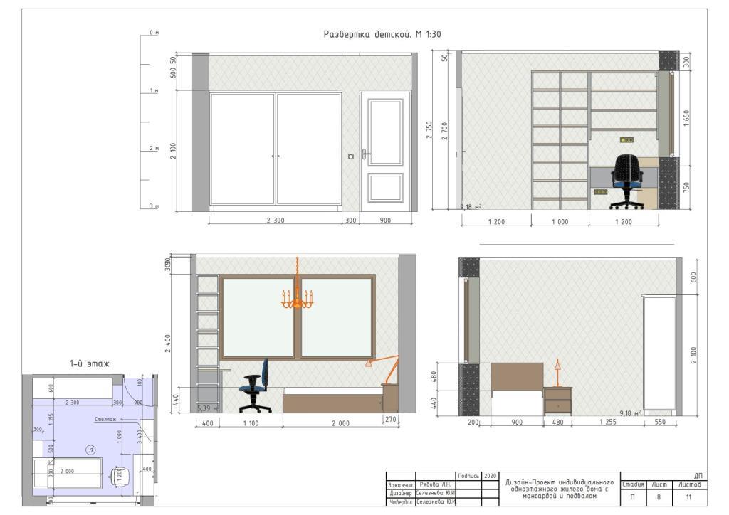 9. Развертки детской. М 1:30